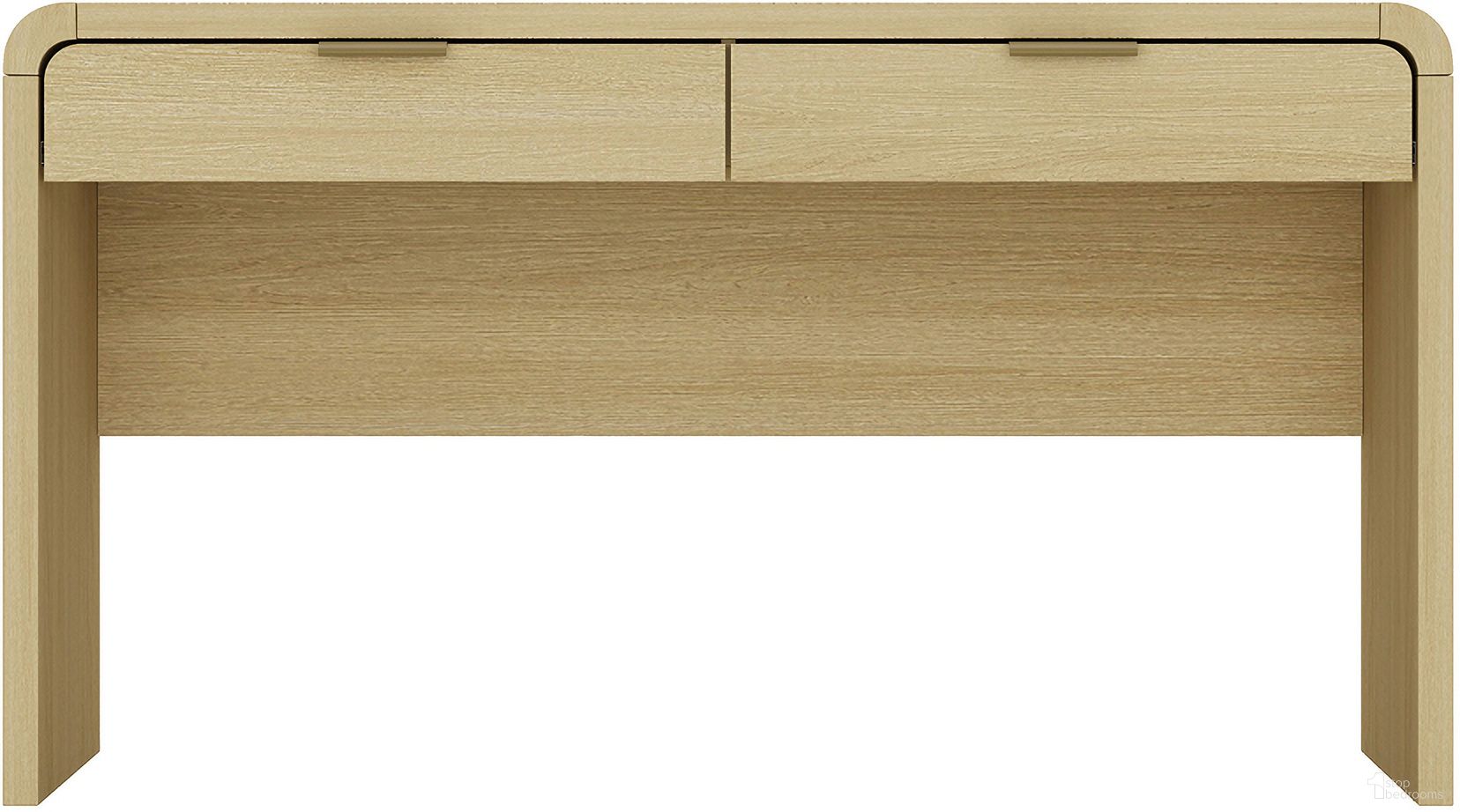Grace 54 Inch Home Office Desk In Natural Oak and Gold