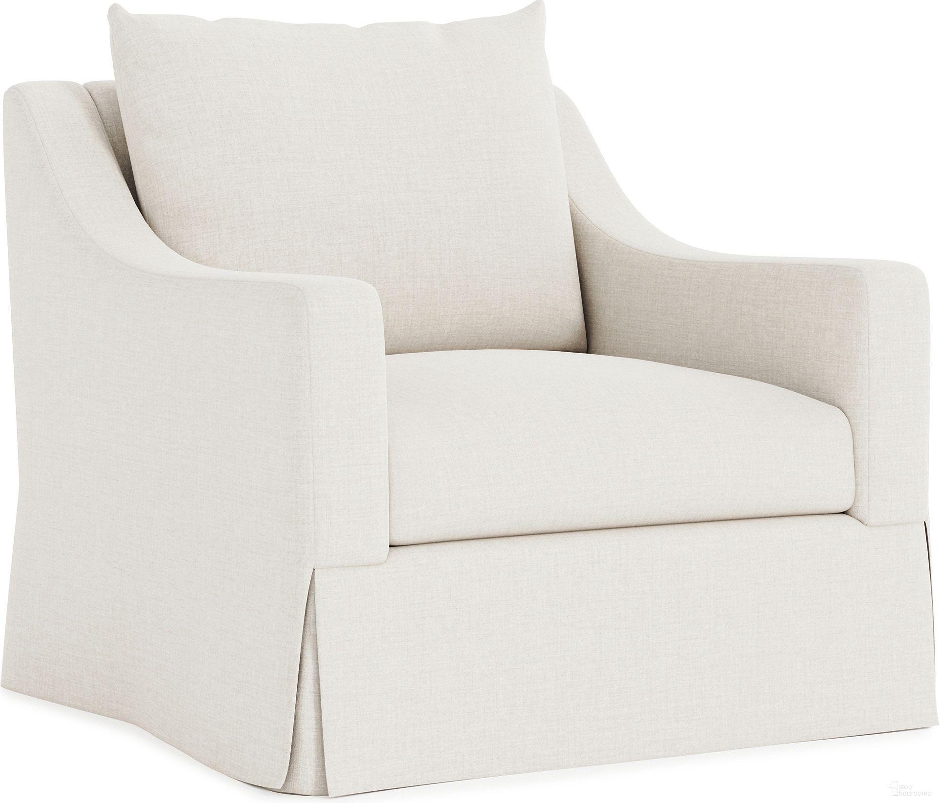The appearance of Grace Fabric Swivel Chair designed by Bernhardt in the transitional interior design. This cream linen piece of furniture was selected by 1StopBedrooms from Grace Collection to add a touch of cosiness and style into your home. Sku: P4912SB. Material: Fabric. Upholstery Material: Linen.