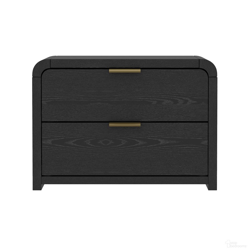 Grace Modern 2-Drawer 28" Nightstand in Black and Gold
