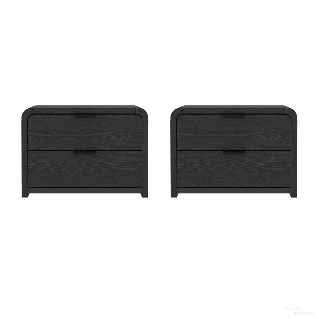 Grace Modern 2-Drawer 28" Nightstand Set of 2 in Black