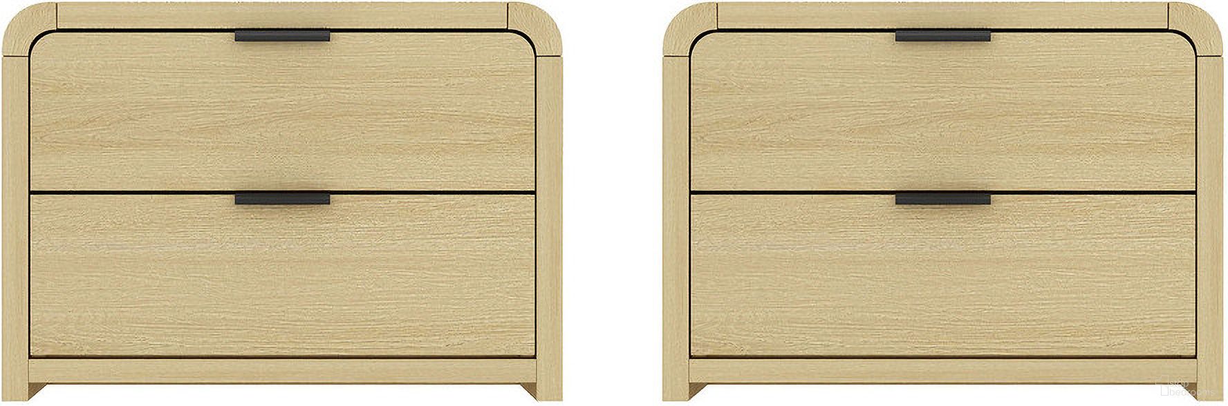 Grace Nightstand Set of 2 In Natural Oak and Black