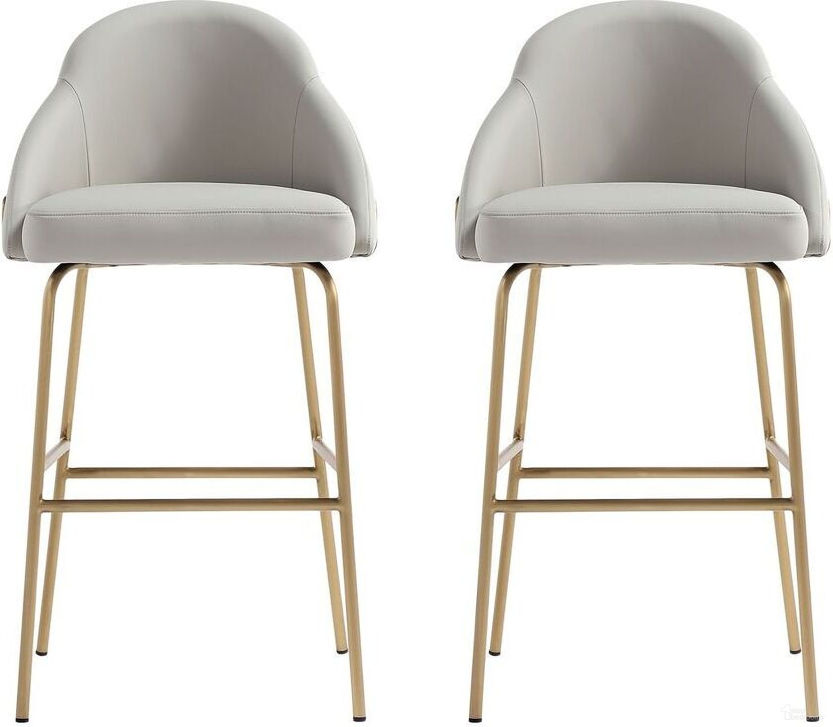 The appearance of Gracie Barstool Set of 2 In Stone and Gold designed by Manhattan Comfort in the modern / contemporary interior design. This stone and gold piece of furniture  was selected by 1StopBedrooms from Gracie Collection to add a touch of cosiness and style into your home. Sku: BS022-GST;BS022-GST. Material: Steel.