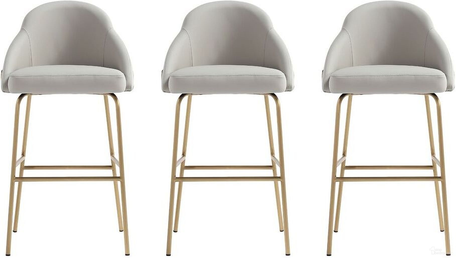 The appearance of Gracie Barstool Set of 3 In Stone and Gold designed by Manhattan Comfort in the modern / contemporary interior design. This stone and gold piece of furniture  was selected by 1StopBedrooms from Gracie Collection to add a touch of cosiness and style into your home. Sku: BS022-GST;BS022-GST;BS022-GST. Material: Steel.