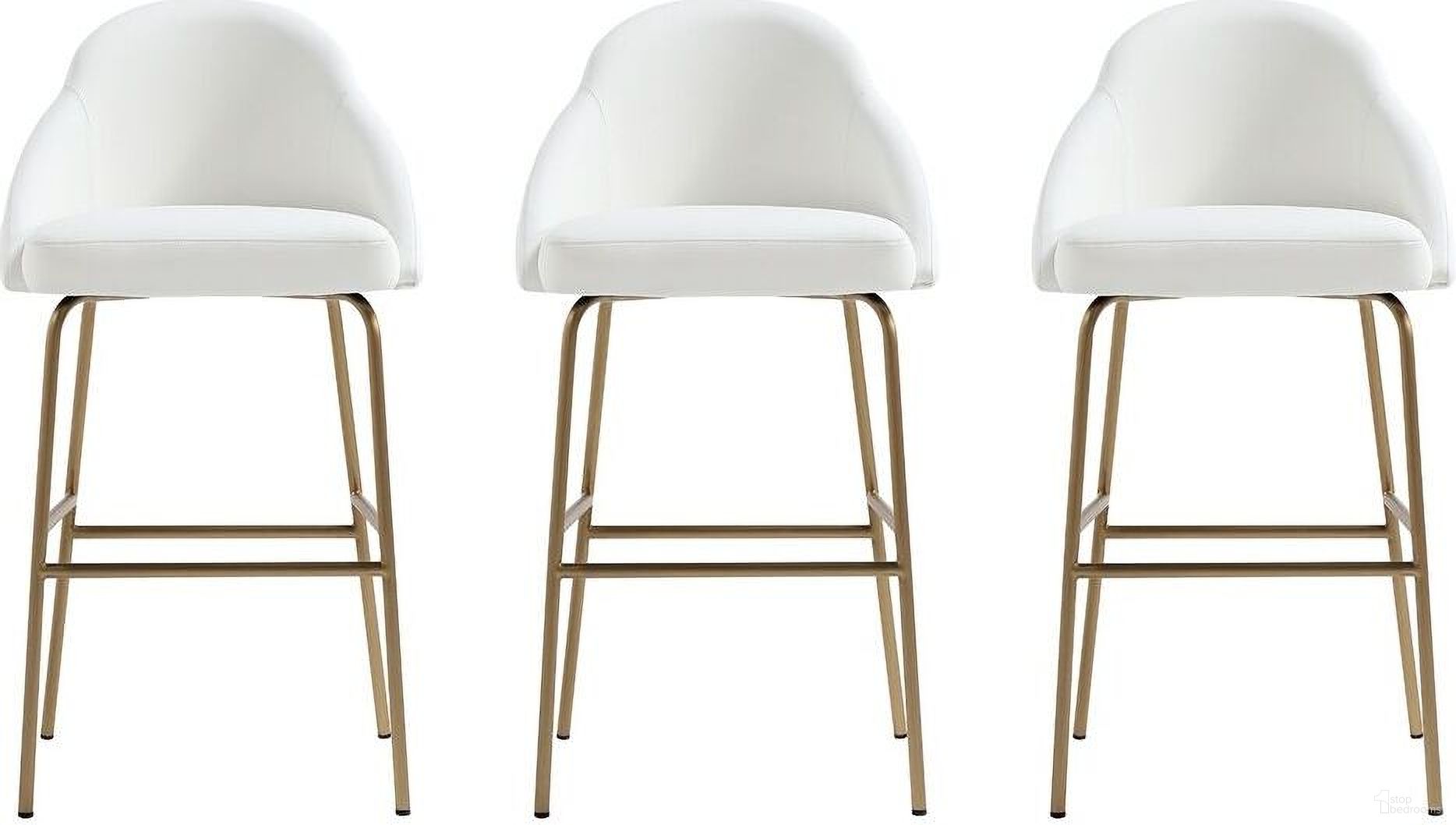 The appearance of Gracie Barstool Set of 3 In White and Gold designed by Manhattan Comfort in the modern / contemporary interior design. This white and gold piece of furniture was selected by 1StopBedrooms from Gracie Collection to add a touch of cosiness and style into your home. Sku: BS022-GWH;BS022-GWH;BS022-GWH. Material: Steel.