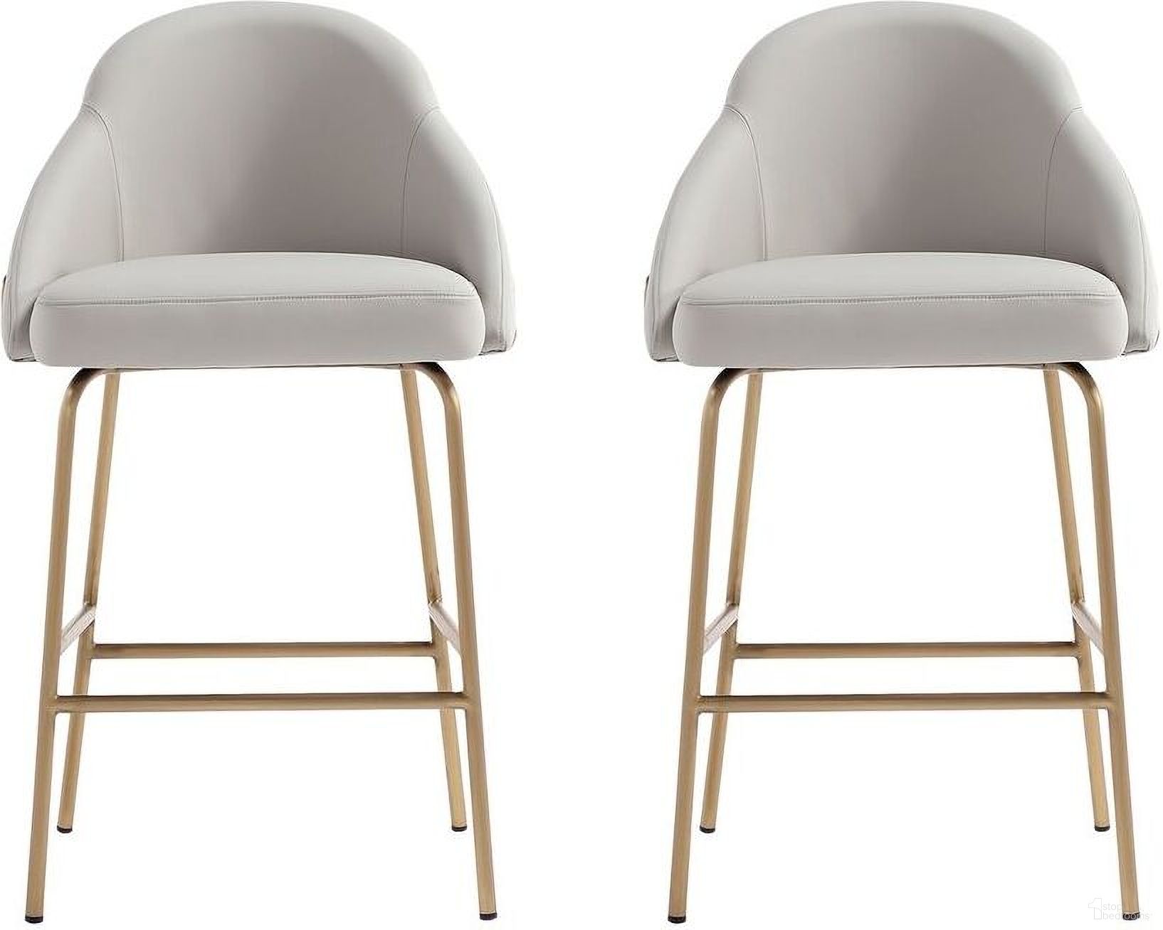 The appearance of Gracie Counter Stool Set of 2 In Stone and Gold designed by Manhattan Comfort in the modern / contemporary interior design. This stone and gold piece of furniture  was selected by 1StopBedrooms from Gracie Collection to add a touch of cosiness and style into your home. Sku: CS019-GST;CS019-GST. Material: Steel.