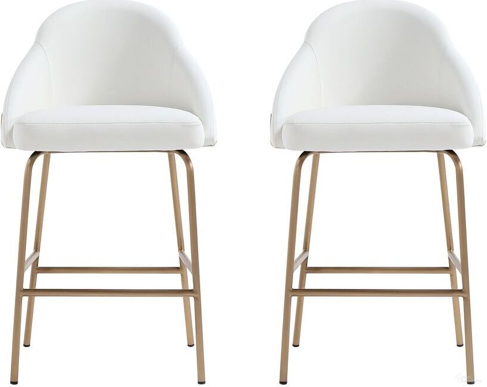 Gracie Counter Stool Set of 2 In White and Gold