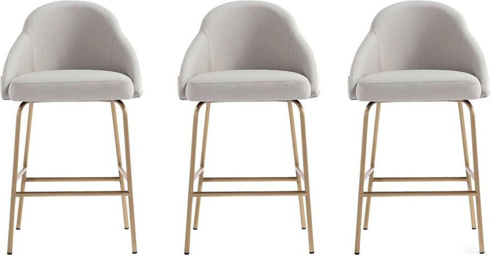 The appearance of Gracie Counter Stool Set of 3 In Stone and Gold designed by Manhattan Comfort in the modern / contemporary interior design. This stone and gold piece of furniture  was selected by 1StopBedrooms from Gracie Collection to add a touch of cosiness and style into your home. Sku: CS019-GST;CS019-GST;CS019-GST. Material: Steel.