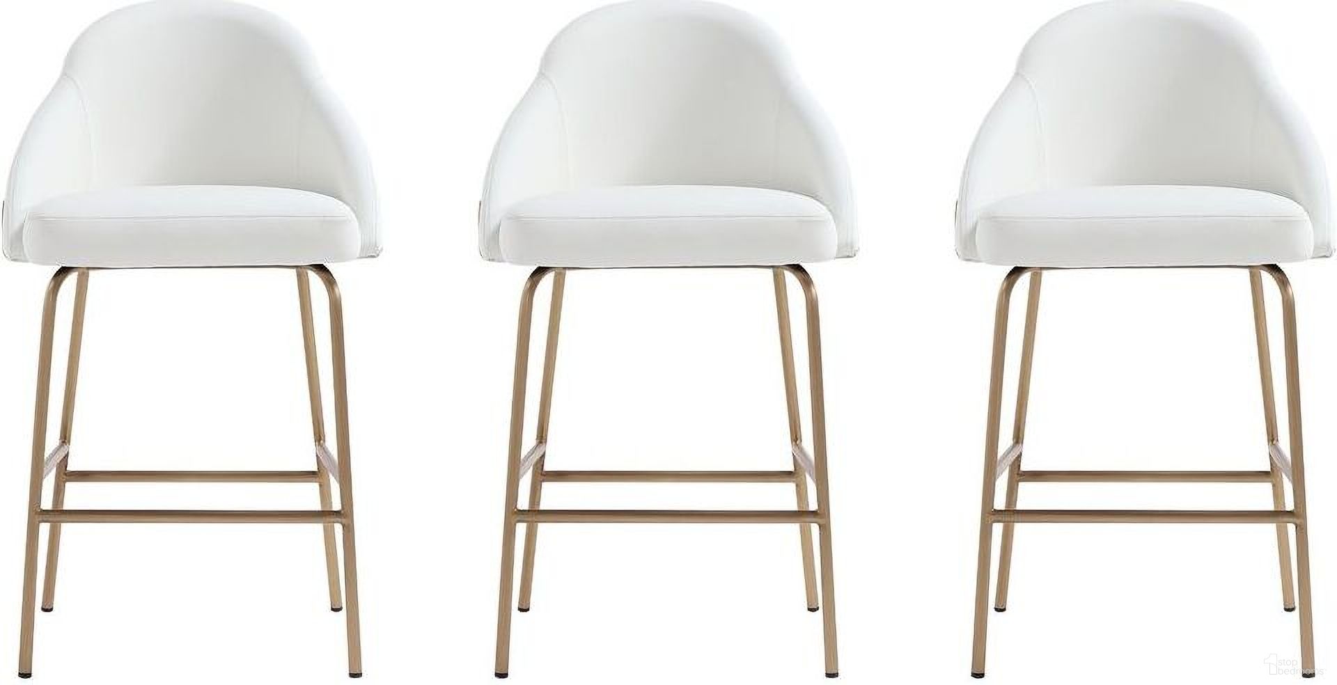 Gracie Counter Stool Set of 3 In White and Gold