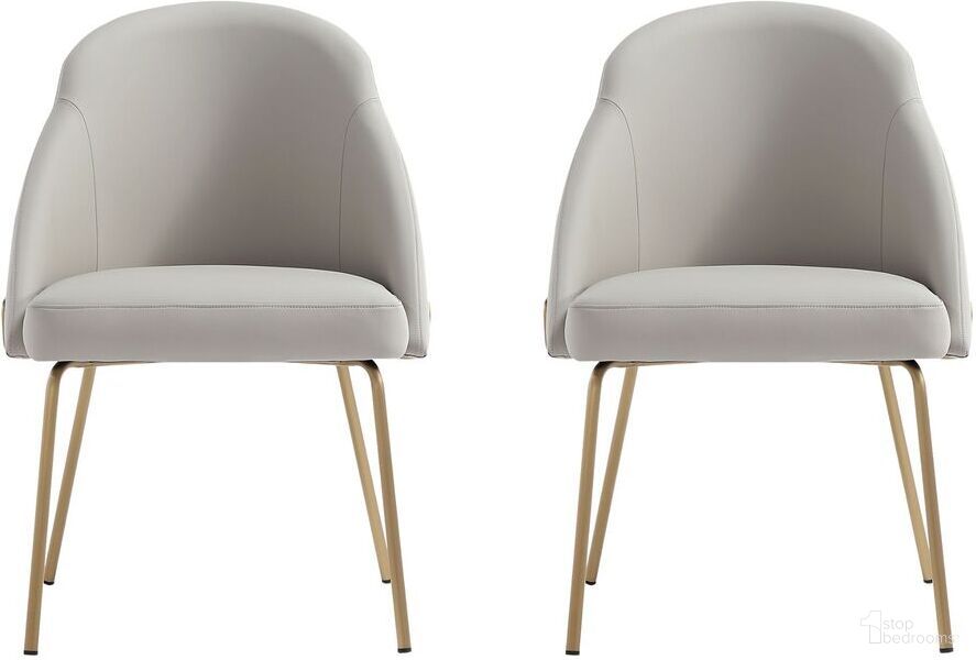 The appearance of Gracie Dining Chair Set of 2 In Stone and Gold designed by Manhattan Comfort in the modern / contemporary interior design. This stone and gold piece of furniture  was selected by 1StopBedrooms from Gracie Collection to add a touch of cosiness and style into your home. Sku: DC100-GST;DC100-GST. Material: Steel. Chair Type: Side Chair.