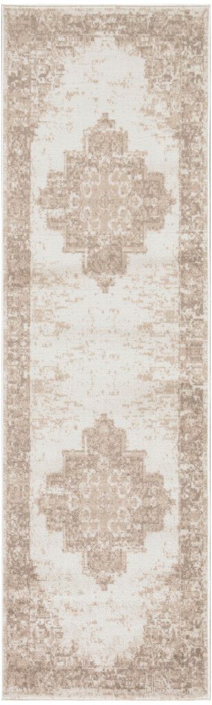 Grafix 2'3" x 7'6" Vintage Indoor Rug In Ivory Beige