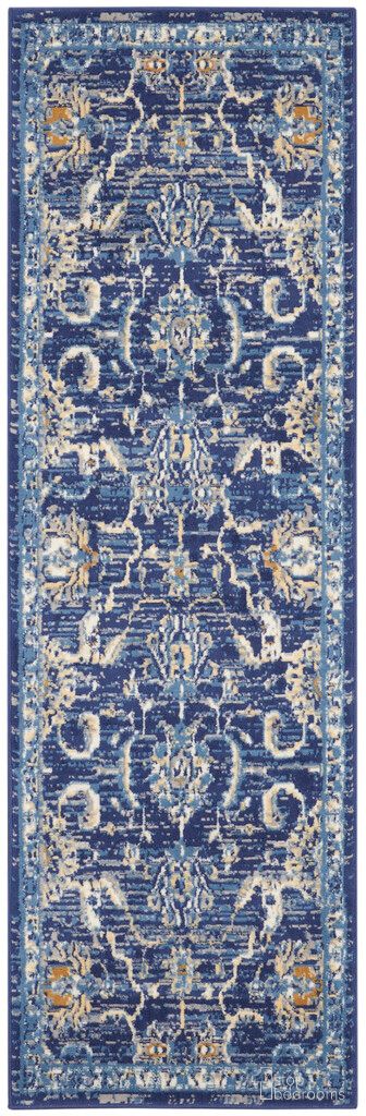 The appearance of Grafix 2'3" x 7'6" Indoor Rug In Navy designed by Nourison in the rustic / southwestern interior design. This navy piece of furniture was selected by 1StopBedrooms from Grafix Collection to add a touch of cosiness and style into your home. Sku: 99446809698. Material: Polypropylene.