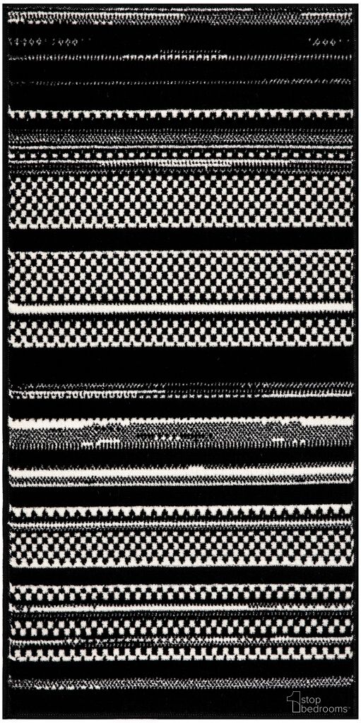 Grafix 2' x 4' Indoor Rug In Black White