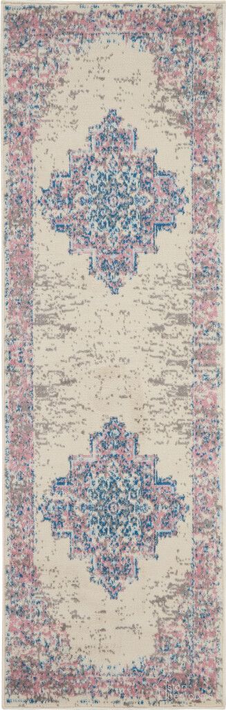 Grafix 2' x 6' Indoor Rug In Ivory and Pink