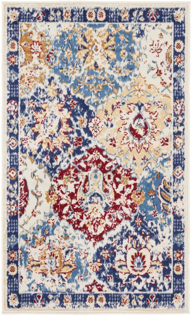 The appearance of Grafix 3' x 5' Indoor Rug In Blue Multi designed by Nourison in the rustic / southwestern interior design. This blue multi piece of furniture was selected by 1StopBedrooms from Grafix Collection to add a touch of cosiness and style into your home. Sku: 99446900418. Material: Polypropylene.