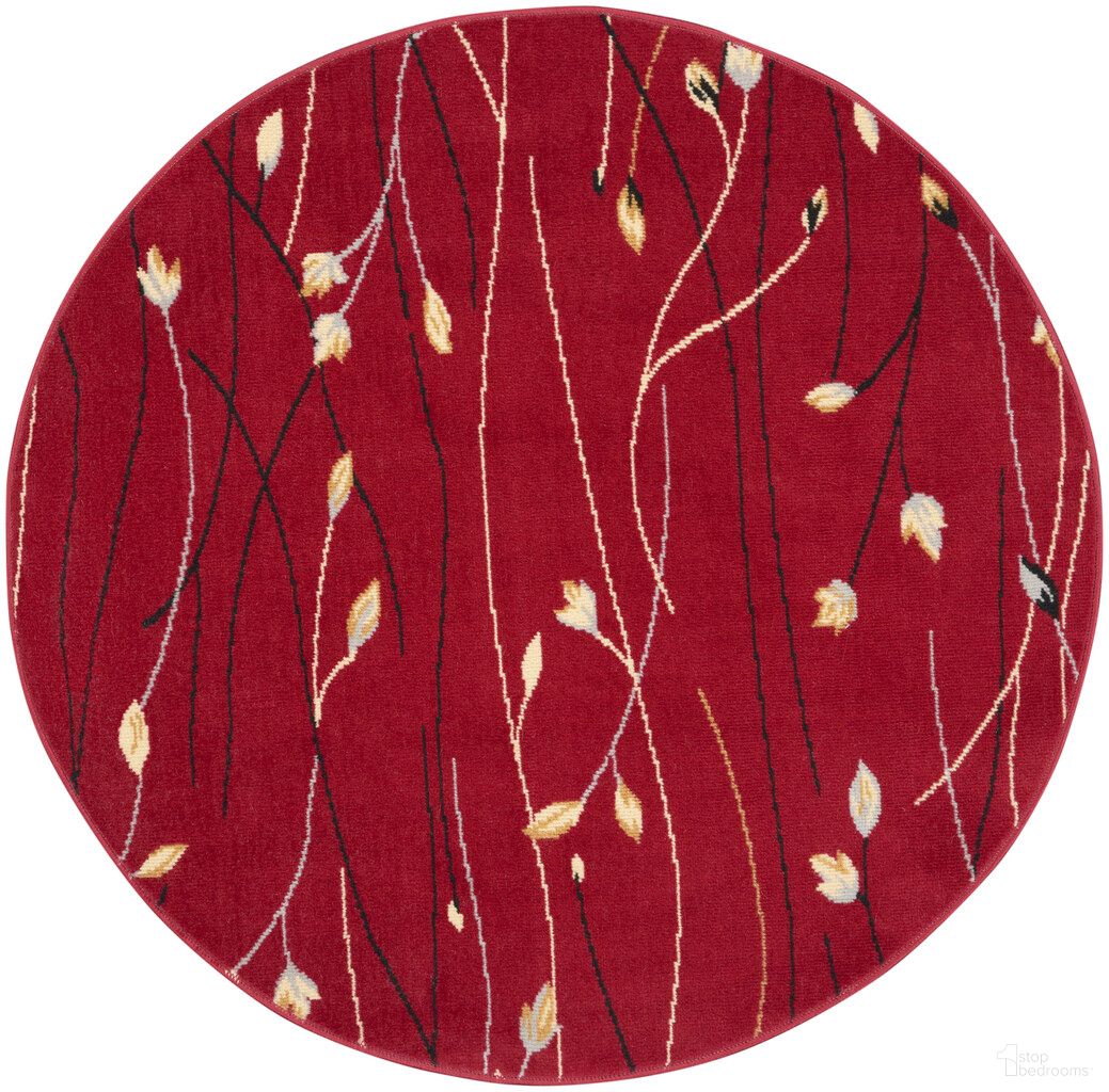 The appearance of Grafix 5'3" x 5'3" Round Contemporary Indoor Rug In Red designed by Nourison in the modern / contemporary interior design. This red piece of furniture  was selected by 1StopBedrooms from Grafix Collection to add a touch of cosiness and style into your home. Sku: 99446810366. Material: Polypropylene.