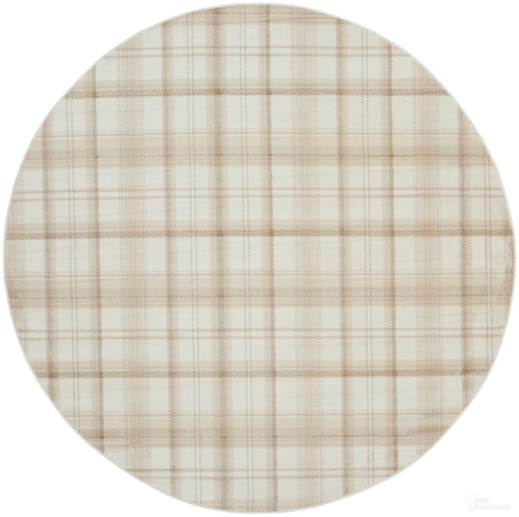 The appearance of Grafix 8' x 8' Round Farmhouse Indoor Rug In Ivory Beige designed by Nourison in the country / farmhouse interior design. This ivory beige piece of furniture  was selected by 1StopBedrooms from Grafix Collection to add a touch of cosiness and style into your home. Sku: 99446986207. Material: Polypropylene.