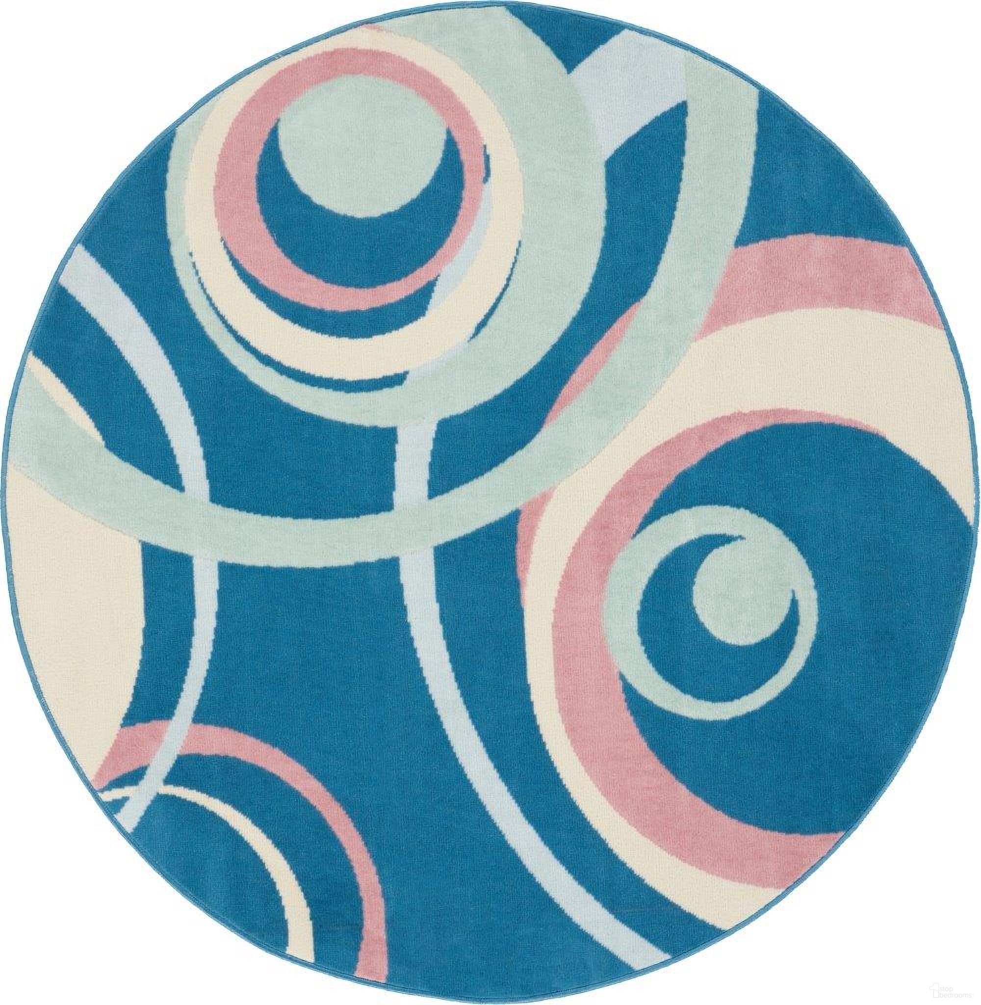 The appearance of Grafix Blue Multi Colored 5'3" x 5'3" Round Area Rug designed by Nourison in the modern / contemporary interior design. This blue and multicolor piece of furniture was selected by 1StopBedrooms from Grafix Collection to add a touch of cosiness and style into your home. Sku: 99446481740. Material: Polypropylene.