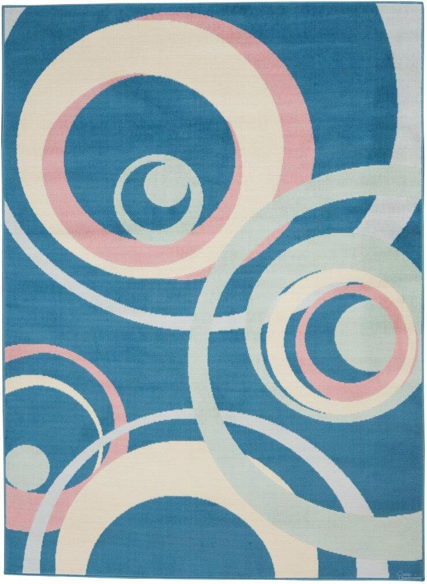 Grafix Blue Multi Colored 5'3" x 7'3" Area Rug