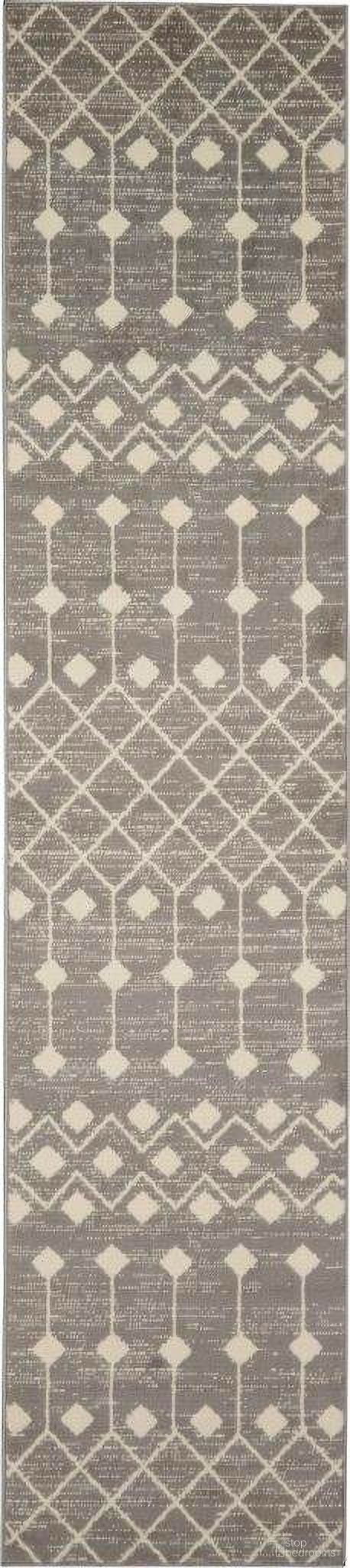 The appearance of Grafix Grey 2'3" x 10' Runner Bohemian Area Rug designed by Nourison in the bohemian interior design. This grey piece of furniture was selected by 1StopBedrooms from Grafix Collection to add a touch of cosiness and style into your home. Sku: 99446113702. Material: Polypropylene.