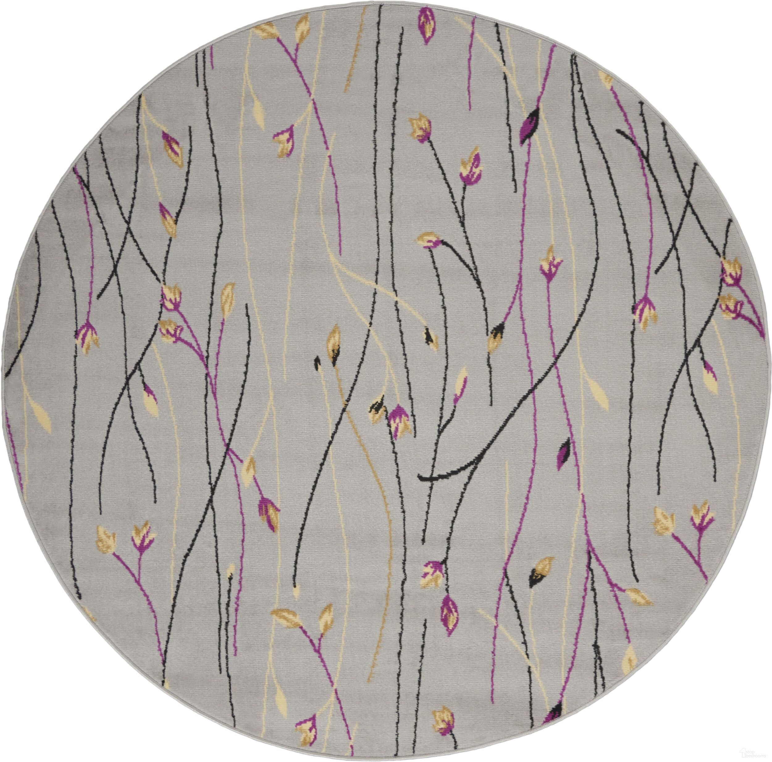 The appearance of Grafix Grey 5'3" x 5'3" Round Contemporary Area Rug designed by Nourison in the modern / contemporary interior design. This grey piece of furniture  was selected by 1StopBedrooms from Grafix Collection to add a touch of cosiness and style into your home. Sku: 99446729613. Material: Polypropylene.