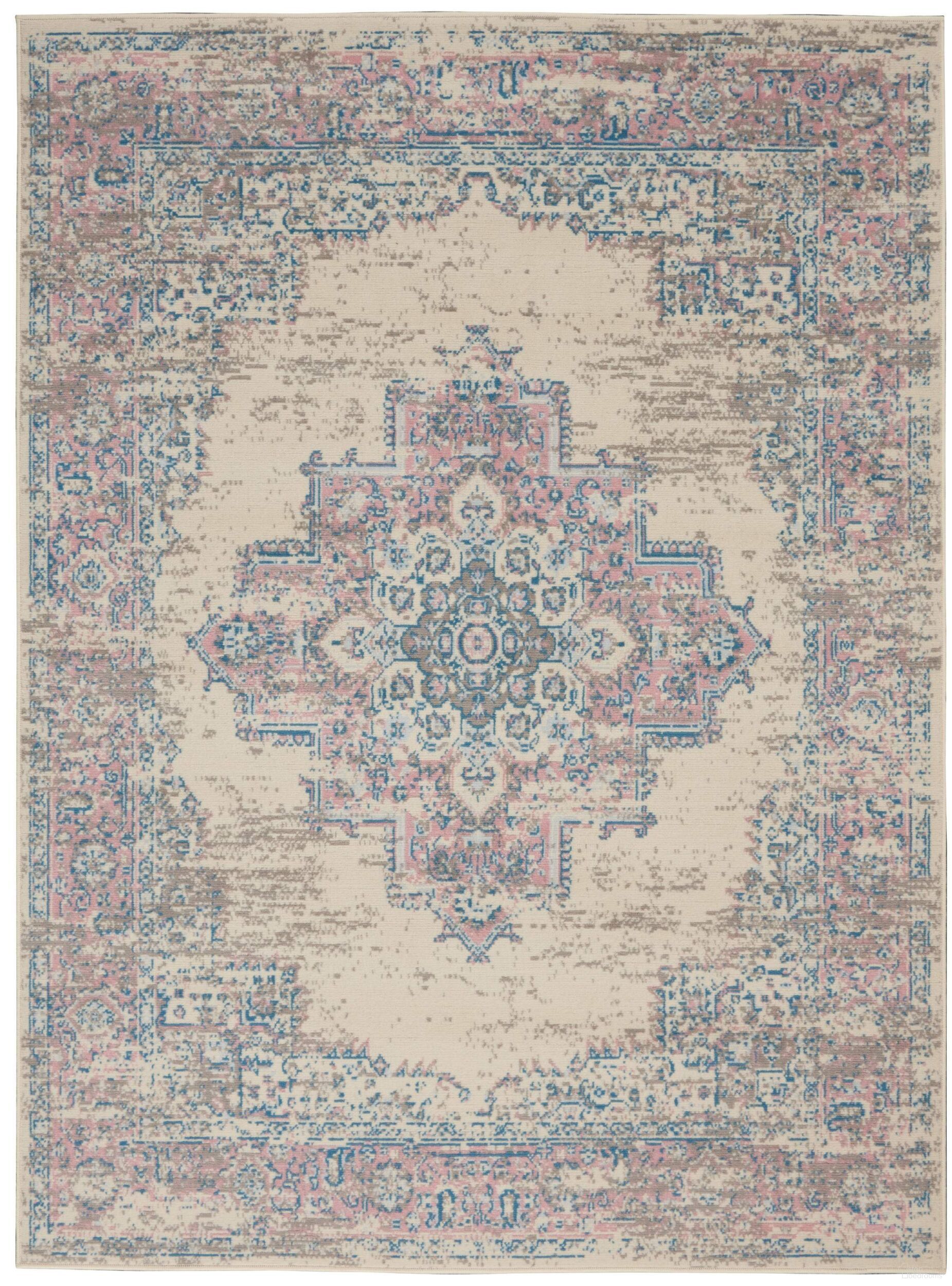 Grafix Ivory and Pink 5'3" x 7'3" Area Rug