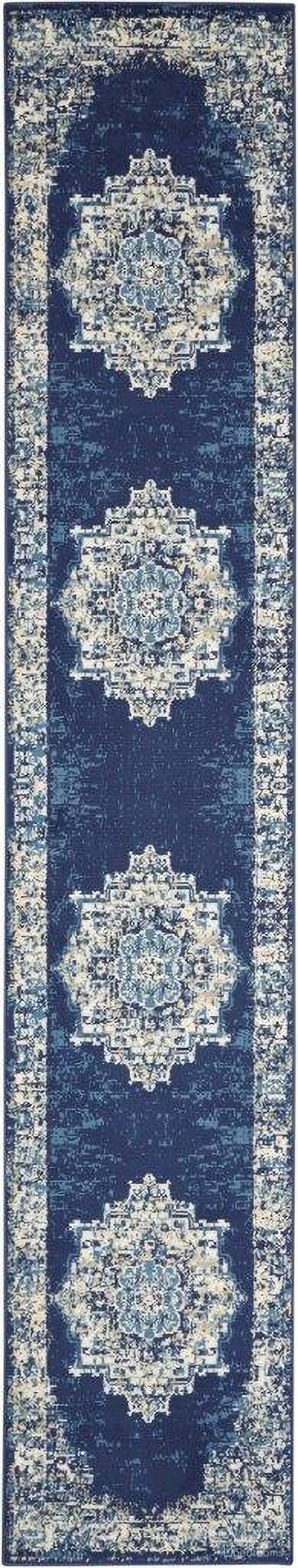 The appearance of Grafix Navy Blue 2'3" x 10' Runner Area Rug designed by Nourison in the modern / contemporary interior design. This navy blue piece of furniture was selected by 1StopBedrooms from Grafix Collection to add a touch of cosiness and style into your home. Sku: 99446722287. Material: Polypropylene.