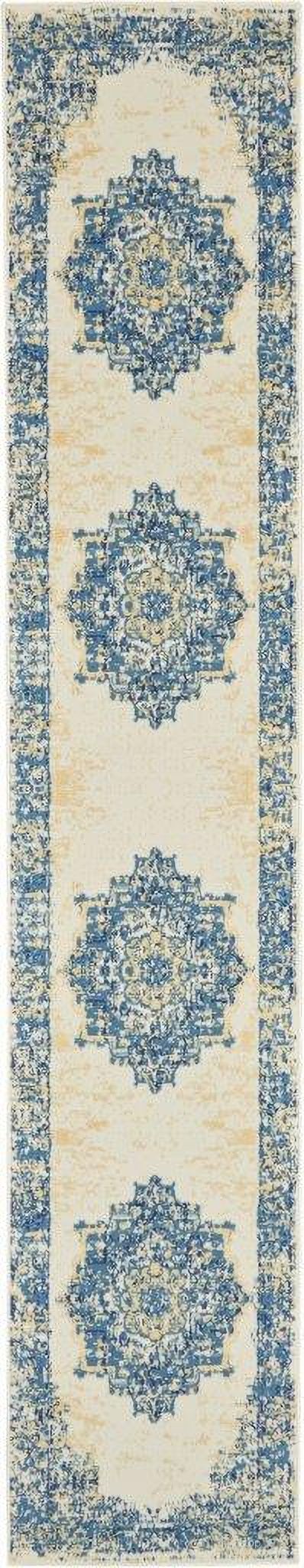 The appearance of Grafix White 2'3" x 10' Runner Vintage Area Rug designed by Nourison in the rustic / southwestern interior design. This white piece of furniture was selected by 1StopBedrooms from Grafix Collection to add a touch of cosiness and style into your home. Sku: 99446722430. Material: Polypropylene.