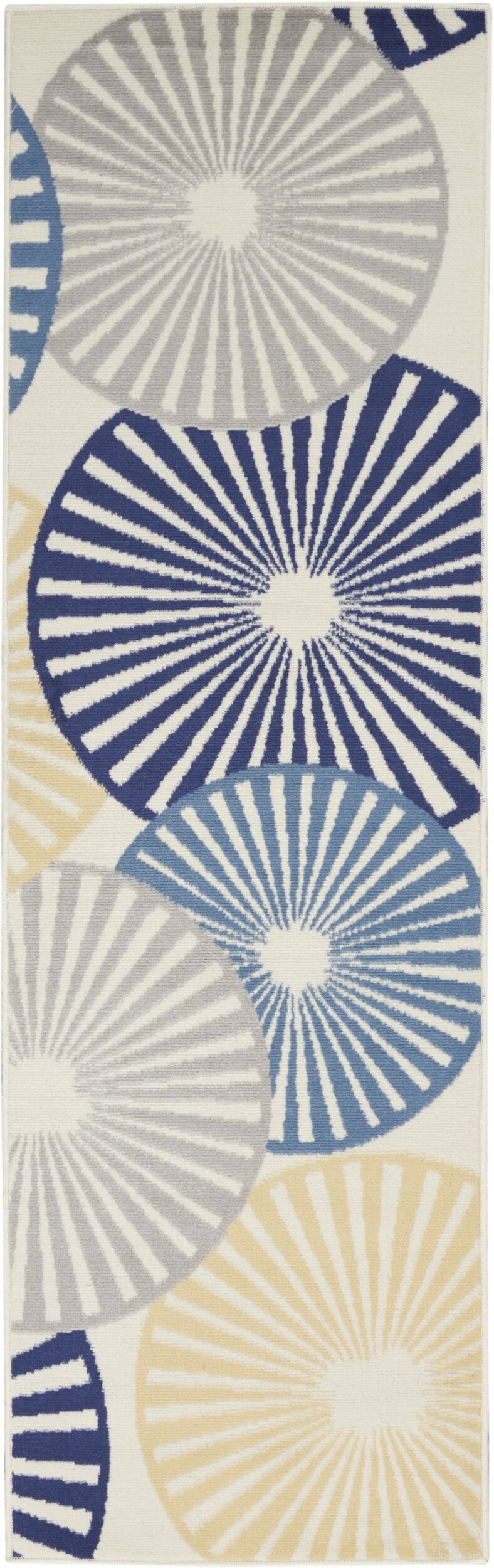 Grafix White 2'3" x 7'6" Runner Contemporary Area Rug