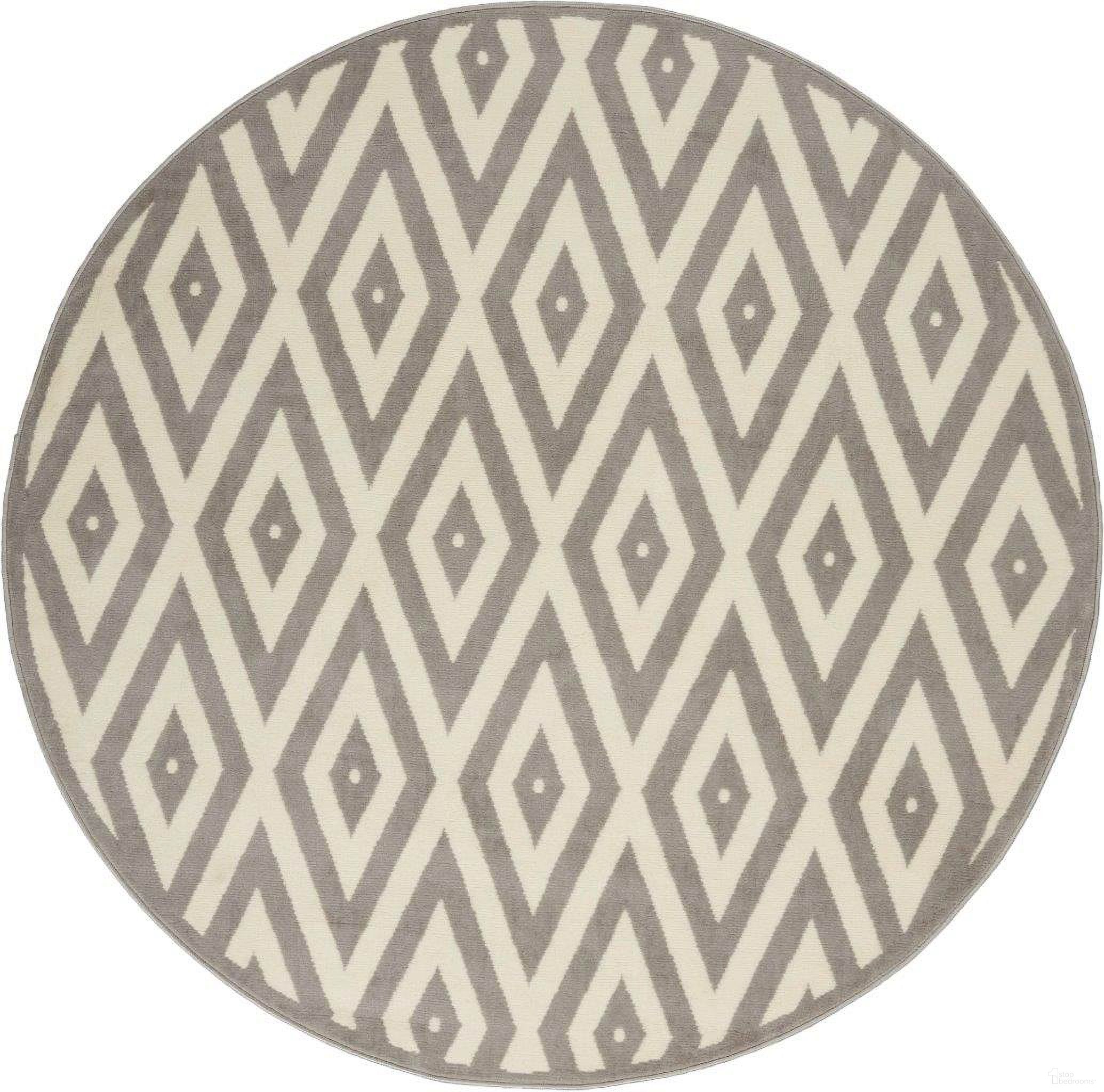The appearance of Grafix White and Grey 5'3" x 5'3" Round Area Rug designed by Nourison in the modern / contemporary interior design. This white and grey piece of furniture  was selected by 1StopBedrooms from Grafix Collection to add a touch of cosiness and style into your home. Sku: 99446719492. Material: Polypropylene.