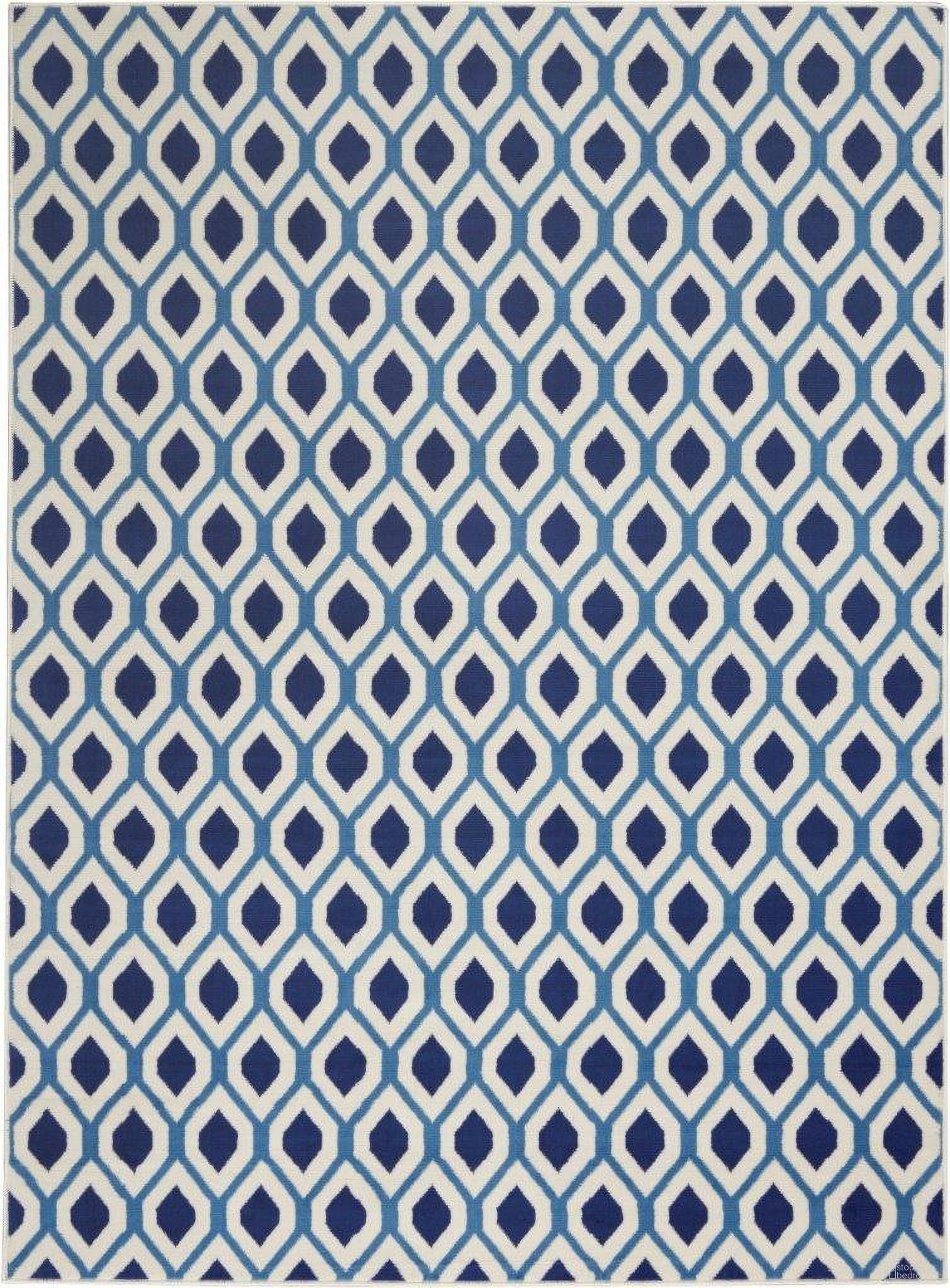 Grafix White and Navy 5'3" x 7'3" Area Rug