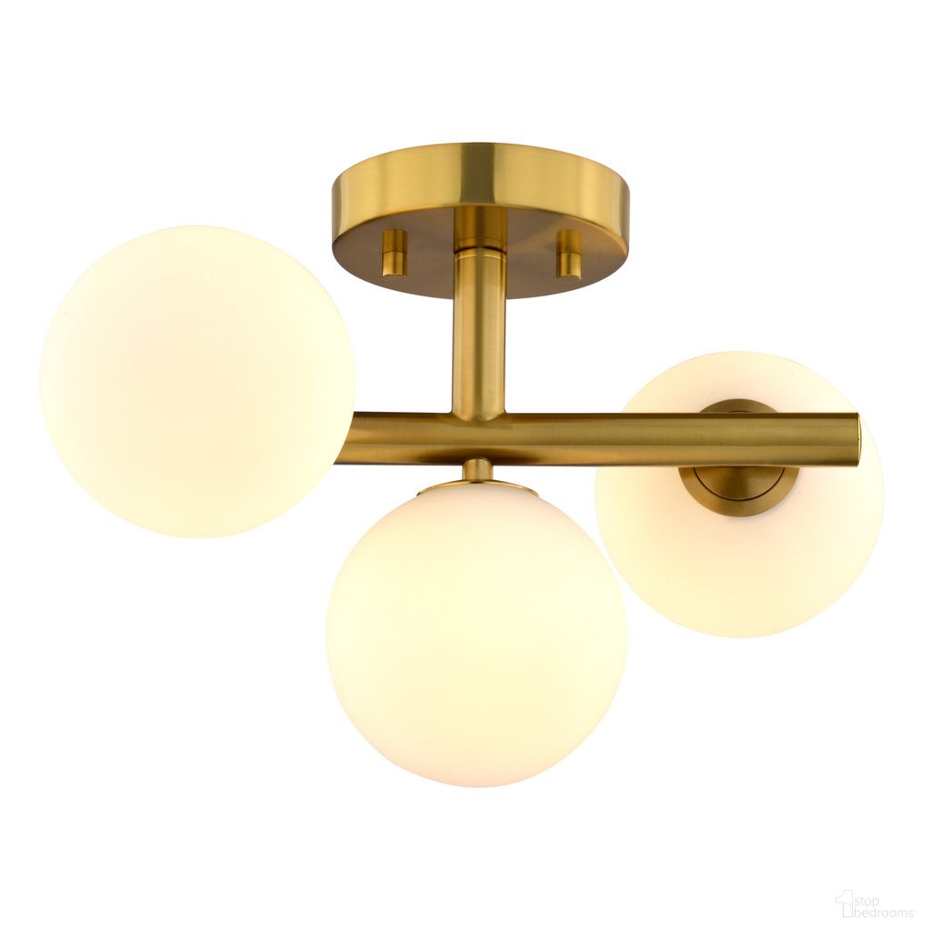 The appearance of Graham 13 Inch 3 Light Semi-Flush Mount In Harvest Gold designed by Vaxcel in the modern / contemporary interior design. This harvest gold piece of furniture  was selected by 1StopBedrooms from Graham Collection to add a touch of cosiness and style into your home. Sku: C0318. Material: Metal.
