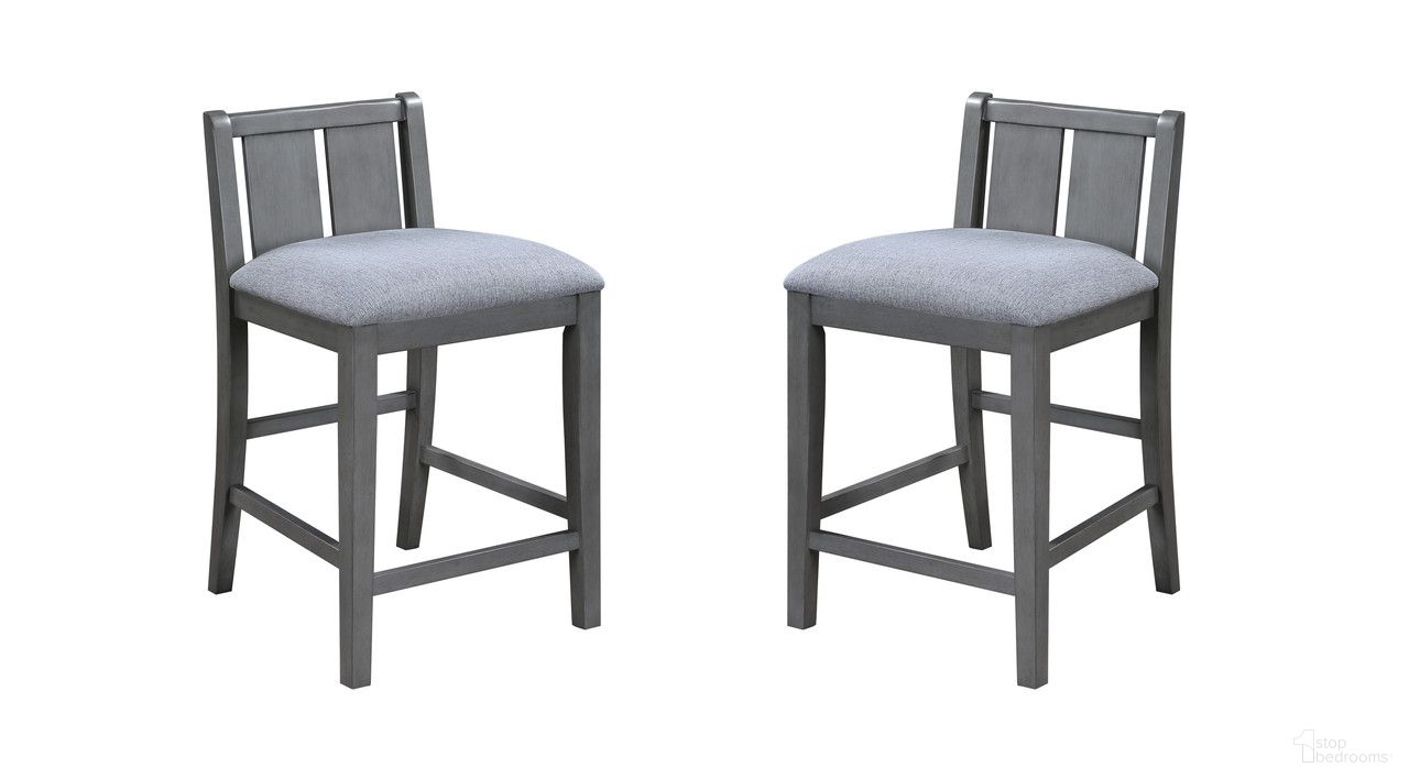 The appearance of Graham Upholstered Seat 20 Inch Counter Height Chair Set of 2 In Gray designed by Lilola Home in the modern / contemporary interior design. This gray piece of furniture  was selected by 1StopBedrooms from Graham Collection to add a touch of cosiness and style into your home. Sku: 30541-C. Material: Wood.