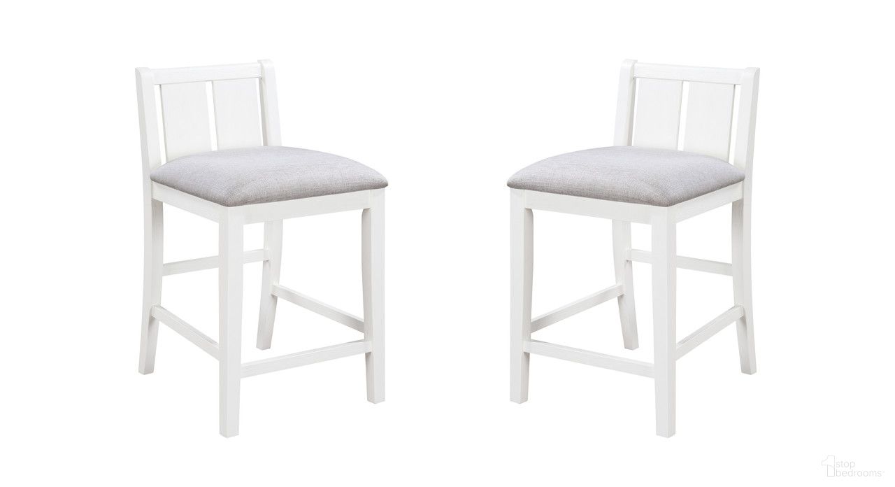 The appearance of Graham Upholstered Seat 20 Inch Counter Height Chair Set of 2 In White designed by Lilola Home in the modern / contemporary interior design. This white piece of furniture was selected by 1StopBedrooms from Graham Collection to add a touch of cosiness and style into your home. Sku: 30539-C. Material: Wood.