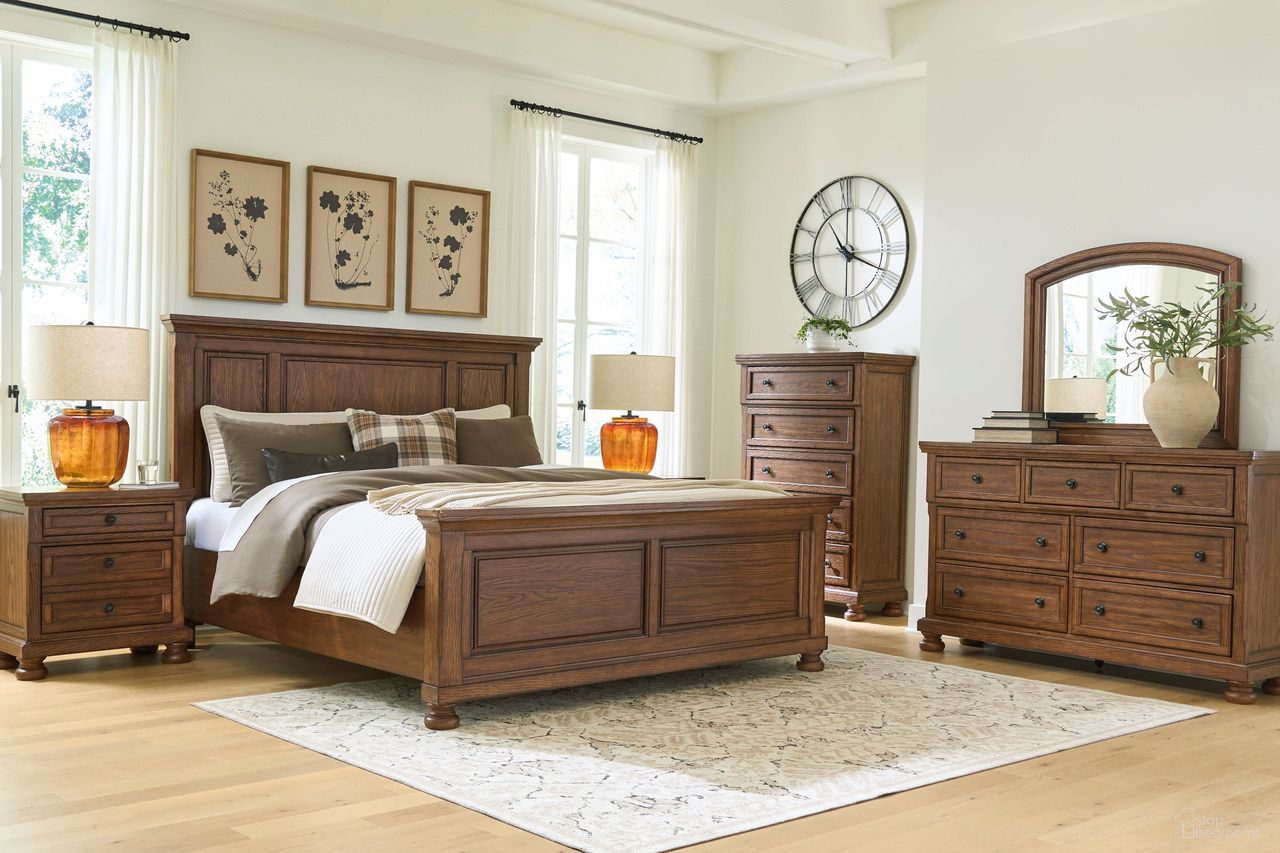 Grailmyn Panel Bedroom Set In Warm Brown