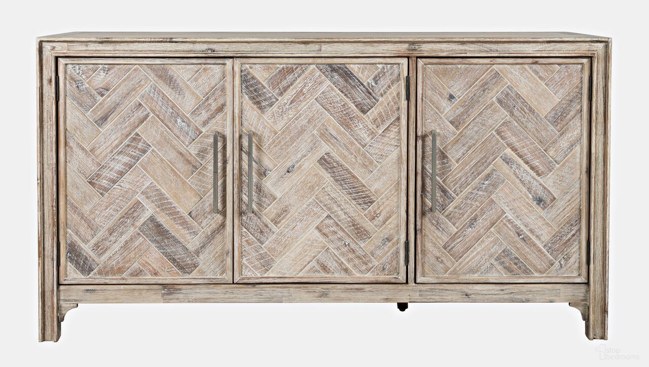 The appearance of Gramercy Chevron 60 Inch 3 Door Accent Cabinet In Grey Wash designed by Jofran in the modern / contemporary interior design. This grey wash piece of furniture  was selected by 1StopBedrooms from Gramercy Collection to add a touch of cosiness and style into your home. Sku: 2156-60. Material: Acacia.