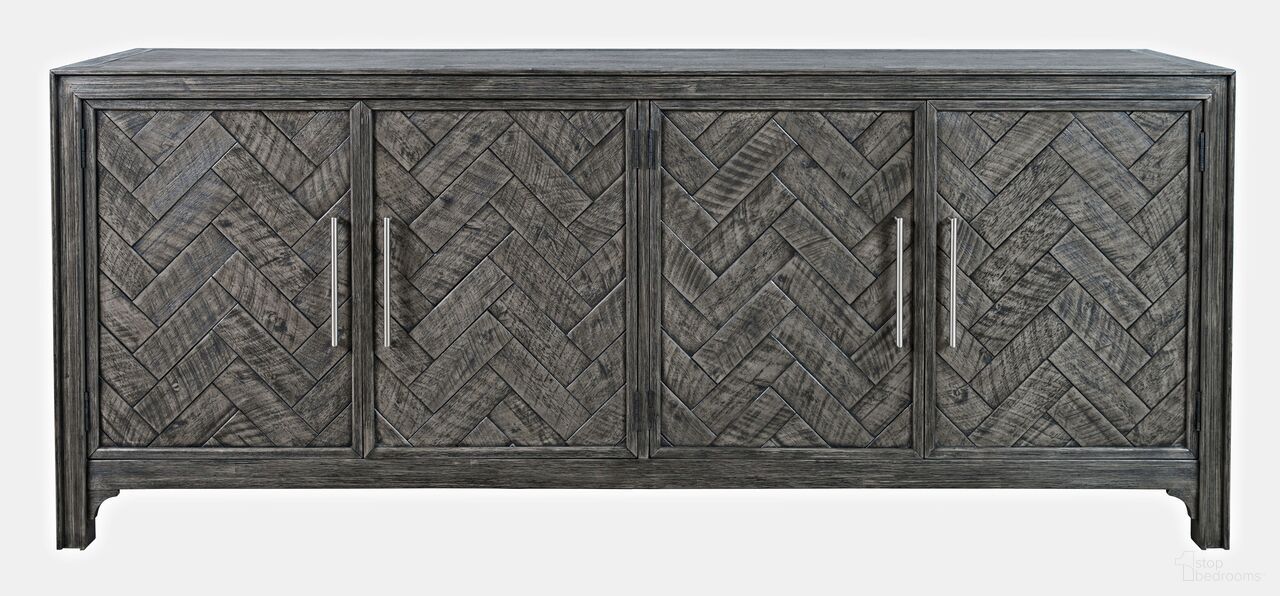 The appearance of Gramercy Chevron 79 Inch 4 Door Accent Cabinet In Platinum designed by Jofran in the transitional interior design. This platinum piece of furniture was selected by 1StopBedrooms from Gramercy Collection to add a touch of cosiness and style into your home. Sku: 1356-79. Material: Acacia.