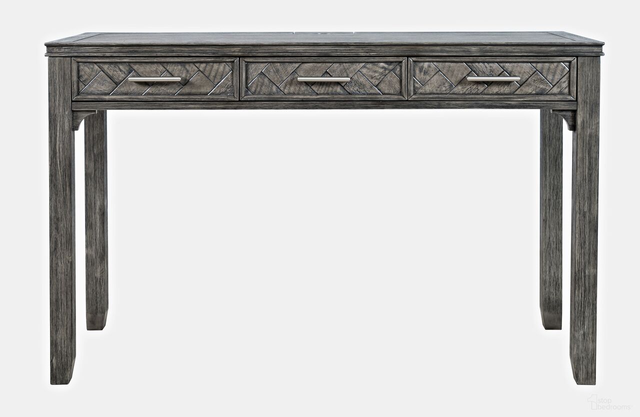 The appearance of Gramercy Chevron 3 Drawer USB Charging Desk In Platinum designed by Jofran in the transitional interior design. This platinum piece of furniture was selected by 1StopBedrooms from Gramercy Collection to add a touch of cosiness and style into your home. Sku: 1356-48. Material: Acacia.