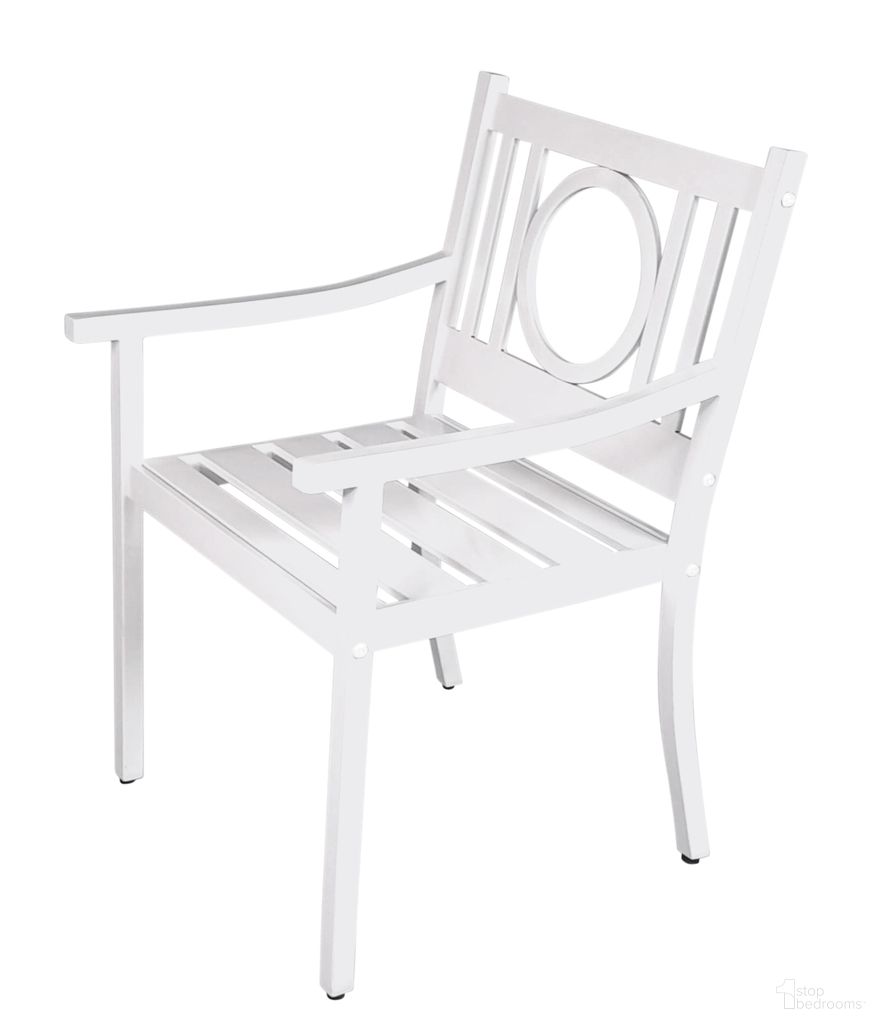 The appearance of Grammercy Outdoor Chair In White designed by Carolina Living in the modern / contemporary interior design. This white piece of furniture was selected by 1StopBedrooms from Grammercy Collection to add a touch of cosiness and style into your home. Sku: MBN2235-WHT. Material: Steel.