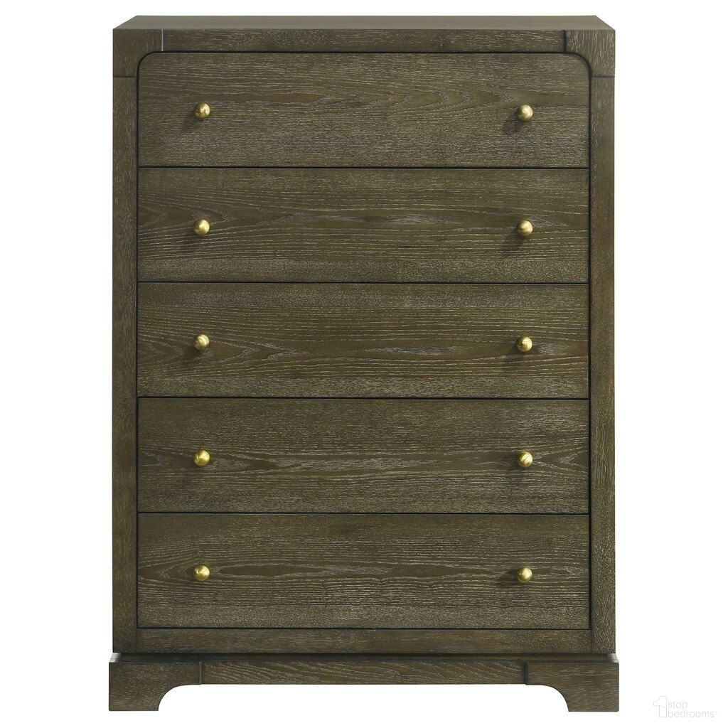 The appearance of Gran Park 5-Drawer Bedroom Chest of Drawers In Dark Cocoa designed by Coaster in the modern / contemporary interior design. This dark cocoa piece of furniture was selected by 1StopBedrooms from Gran Park Collection to add a touch of cosiness and style into your home. Sku: 224935. Material: MDF.