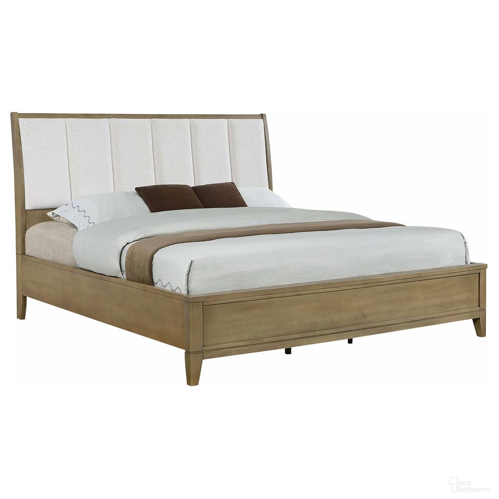 The appearance of Granada Upholstered Eastern King Panel Bed In Natural Pine and Beige designed by Coaster in the modern / contemporary interior design. This natural pine/beige piece of furniture was selected by 1StopBedrooms from Granada Collection to add a touch of cosiness and style into your home. Sku: 224921KEB1;224921KEB2;224921KEB3. Bed Type: Panel Bed. Material: Polyester. Bed Size: King.