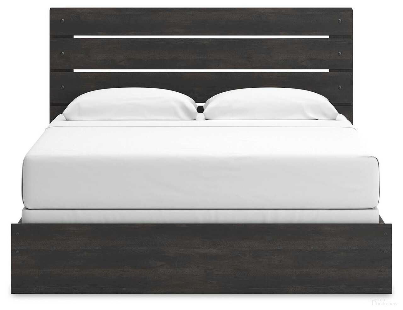 Granaport King Panel Bed with Storage In Dark Gray