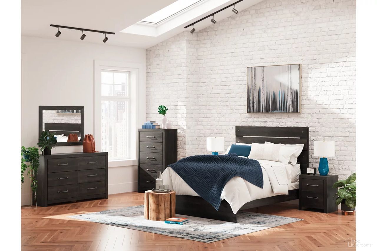 The appearance of Granaport Panel Bedroom Set In Dark Gray designed by Signature Design by Ashley in the transitional interior design. This dark gray piece of furniture was selected by 1StopBedrooms from Granaport Collection to add a touch of cosiness and style into your home. Sku: NCB2108-71;NCB2108-96;NCB2108-92. Bed Type: Panel Bed. Material: Wood. Bed Size: Queen.