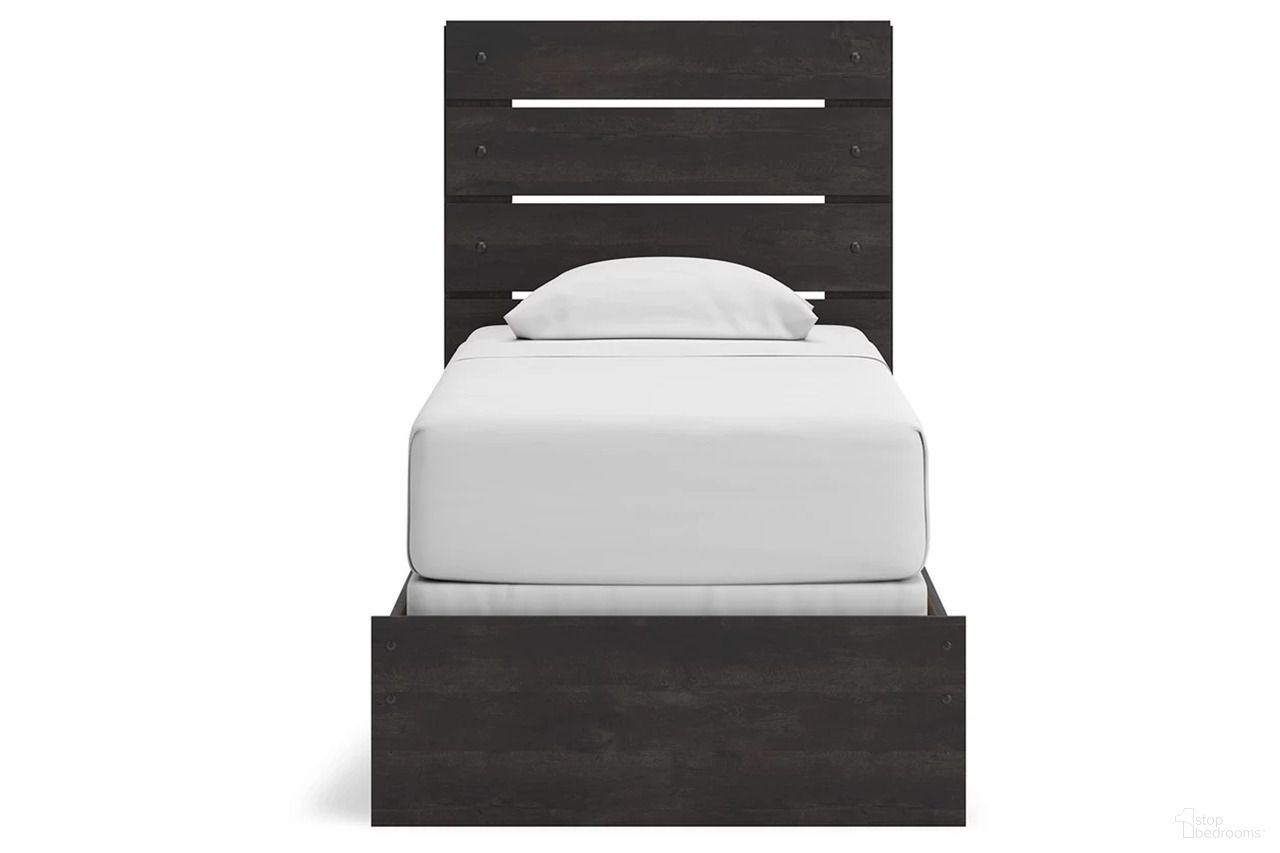 The appearance of Granaport Twin Panel Bed In Dark Gray designed by Signature Design by Ashley in the transitional interior design. This dark gray piece of furniture  was selected by 1StopBedrooms from Granaport Collection to add a touch of cosiness and style into your home. Sku: NCB2108-53;NCB2108-83. Bed Type: Panel Bed. Material: Wood. Bed Size: Twin.