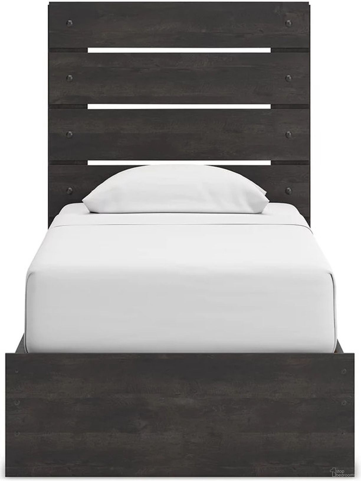 The appearance of Granaport Twin Panel Storage Bed In Dark Gray designed by Signature Design by Ashley in the transitional interior design. This dark gray piece of furniture  was selected by 1StopBedrooms from Granaport Collection to add a touch of cosiness and style into your home. Sku: B100-11;NCB2108-150;NCB2108-53. Bed Type: Storage Bed. Material: Wood. Bed Size: Twin.