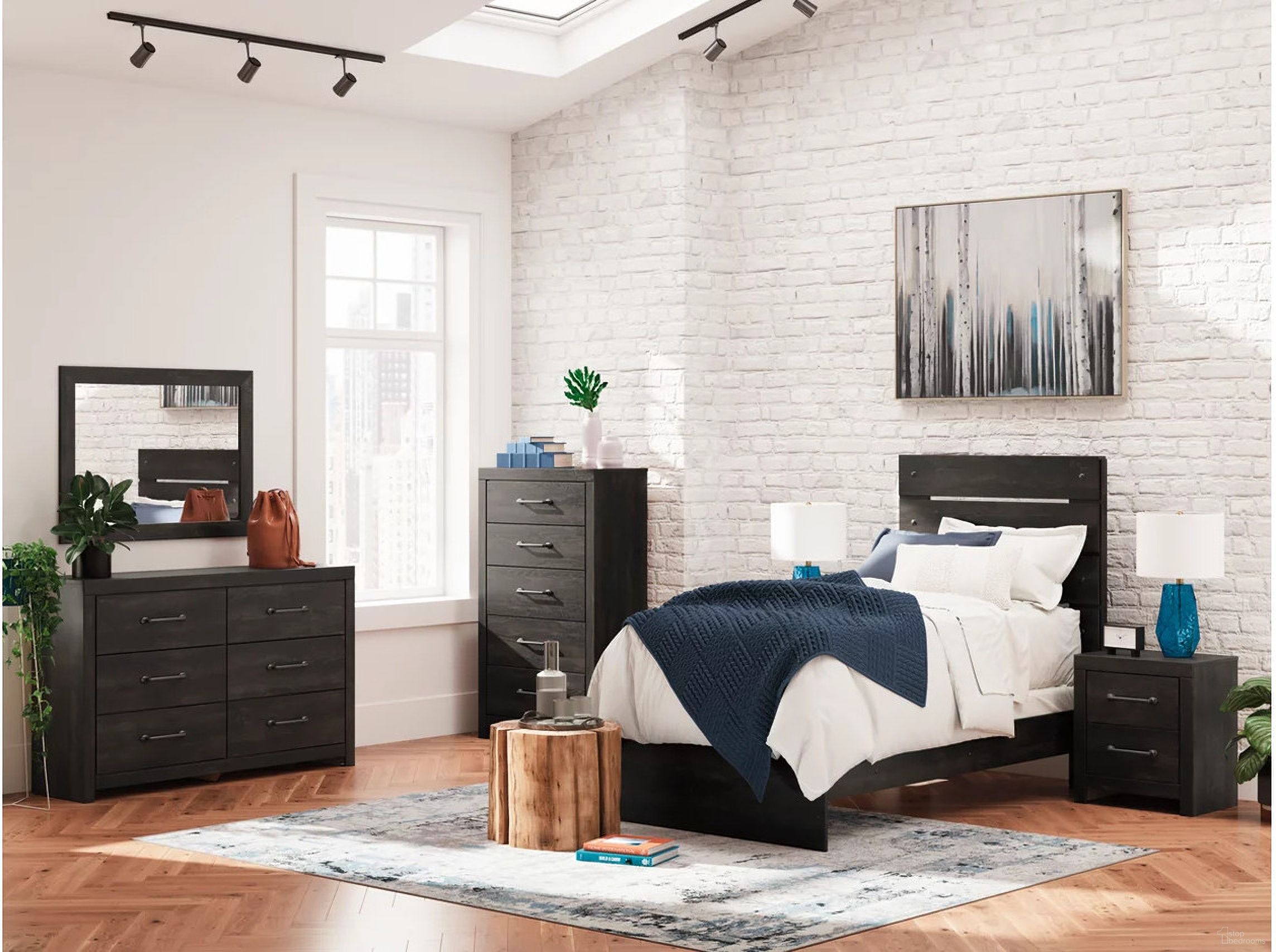 The appearance of Granaport Youth Panel Bedroom Set In Dark Gray designed by Signature Design by Ashley in the transitional interior design. This dark gray piece of furniture was selected by 1StopBedrooms from Granaport Collection to add a touch of cosiness and style into your home. Sku: NCB2108-53;NCB2108-83;NCB2108-92. Bed Type: Panel Bed. Material: Wood. Bed Size: Twin.