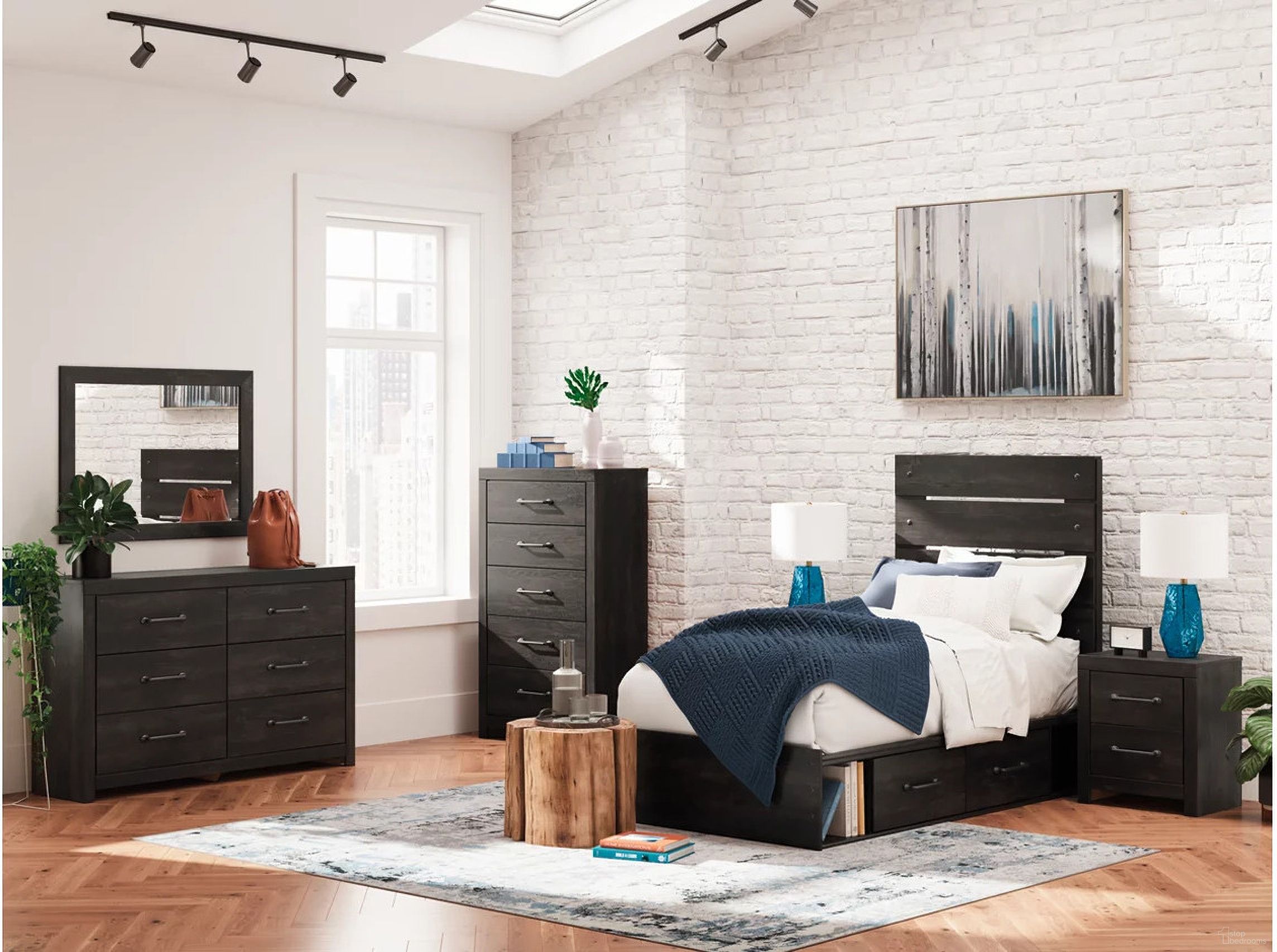 The appearance of Granaport Youth Panel Storage Bedroom Set In Dark Gray designed by Signature Design by Ashley in the transitional interior design. This dark gray piece of furniture  was selected by 1StopBedrooms from Granaport Collection to add a touch of cosiness and style into your home. Sku: B100-11;NCB2108-150;NCB2108-53;NCB2108-92. Bed Type: Storage Bed. Material: Wood. Bed Size: Twin.