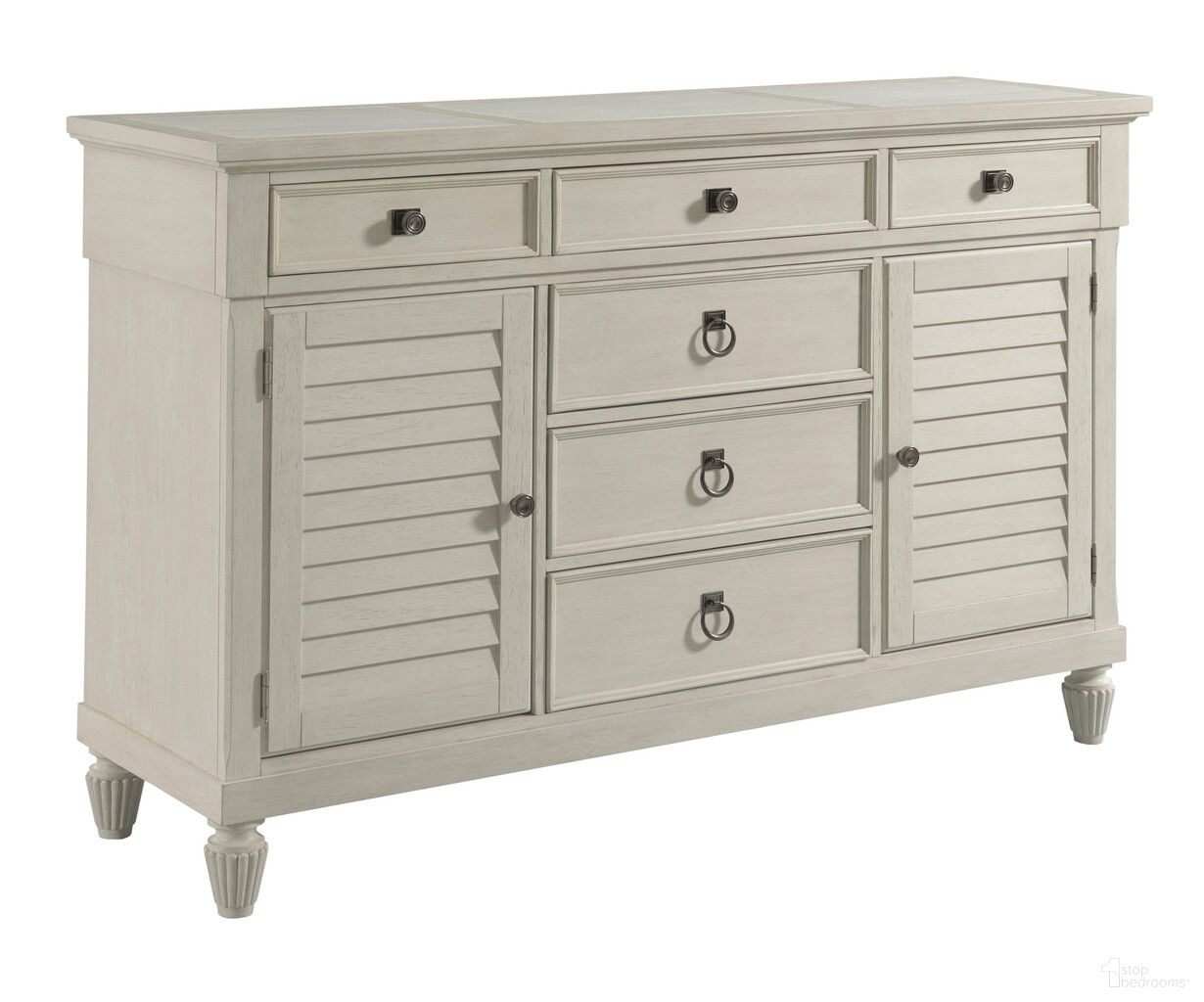 The appearance of Provincetown Buffet In Egret designed by American Drew in the transitional interior design. This egret piece of furniture was selected by 1StopBedrooms from Grand Bay Collection to add a touch of cosiness and style into your home. Sku: 016-857. Material: Wood.