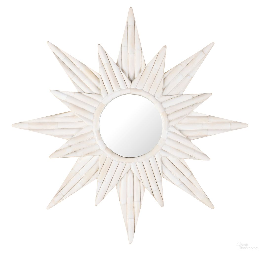 Grand Tour Furniture Sunburst Bone Mirror In White