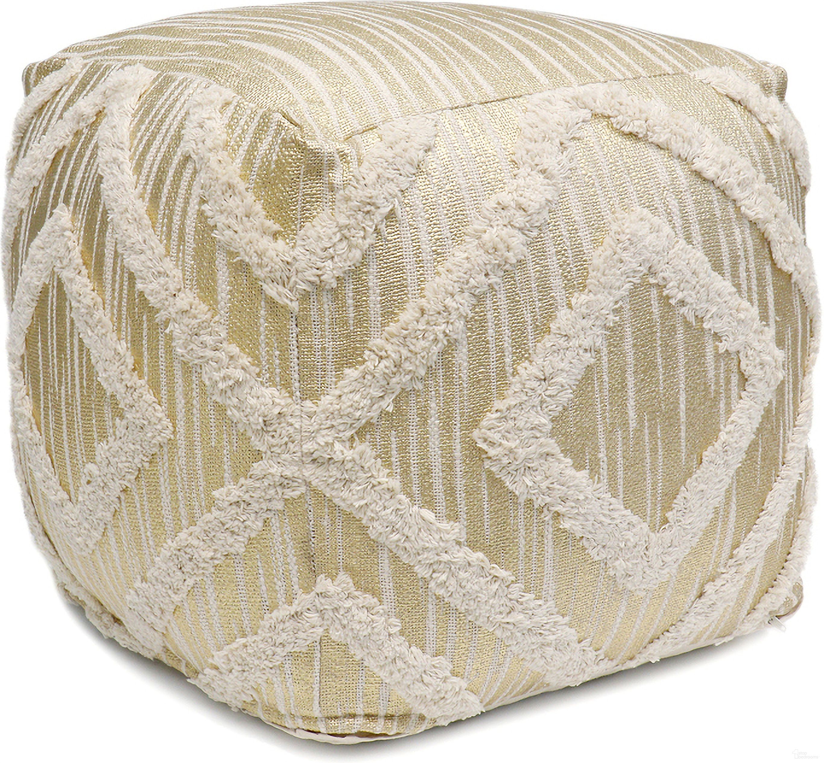 The appearance of Grandcanyon Cotton Pouf In Ivory and Gold designed by Pasargad Home in the modern / contemporary interior design. This ivory and gold piece of furniture was selected by 1StopBedrooms from Grand Canyon Collection to add a touch of cosiness and style into your home. Sku: PPF-064-1GLD. Material: Cotton.