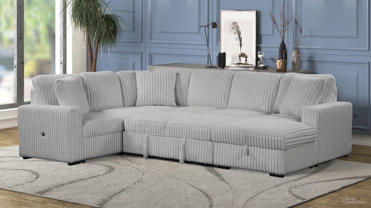 Grande Sectional Sofa with USB-C and Storage Function Made with wood In Gray